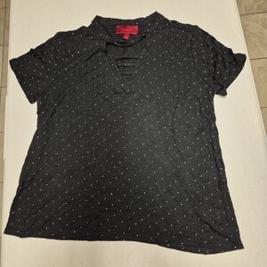 Jennifer Lopez Black Polka Dot Blouse
